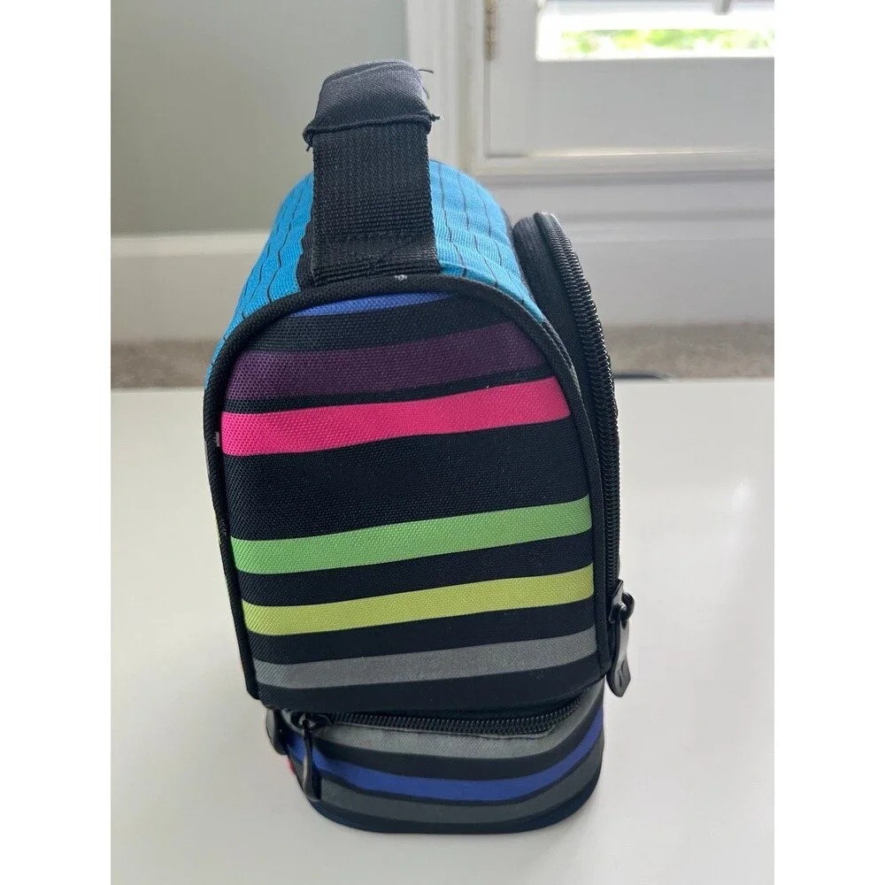 Kids Hurley Skate Black Striped 2 Pouch Insulated School Work Lunch Bag Tote - Picture 4 of 8